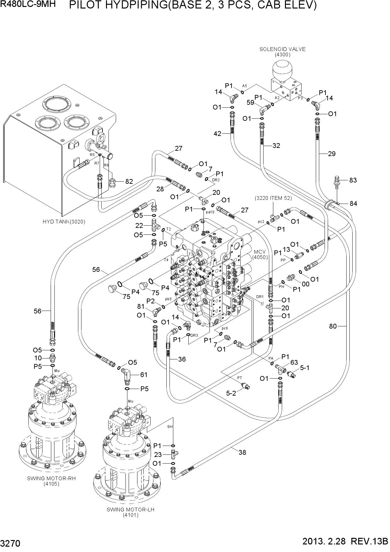 PILOT HYD PIPING(BASE2, 3 PCS, CAB ELEV)