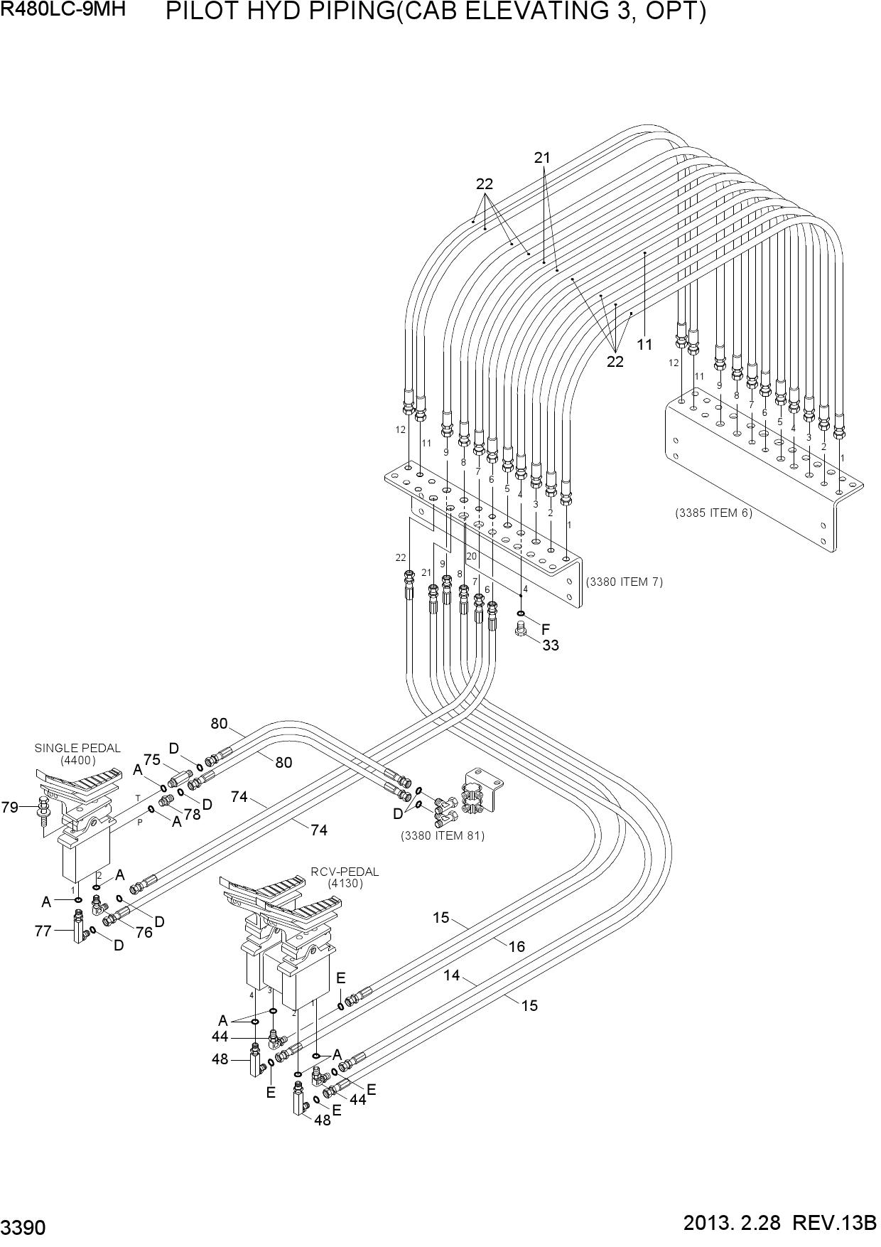 PILOT HYD PIPING(CAB ELEVATING 3, OPT)