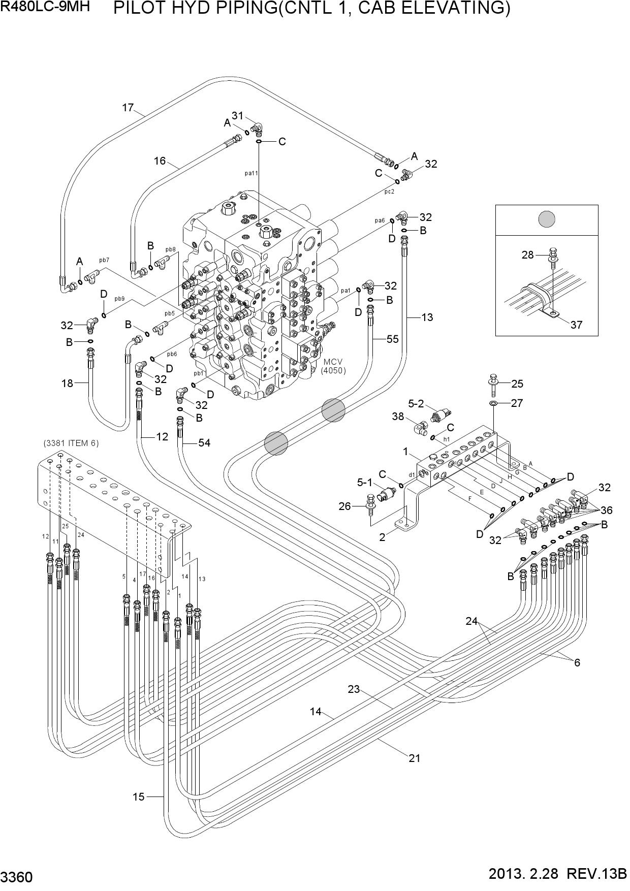 PILOT HYD PIPING(CNTL 1, CAB ELEVATING)