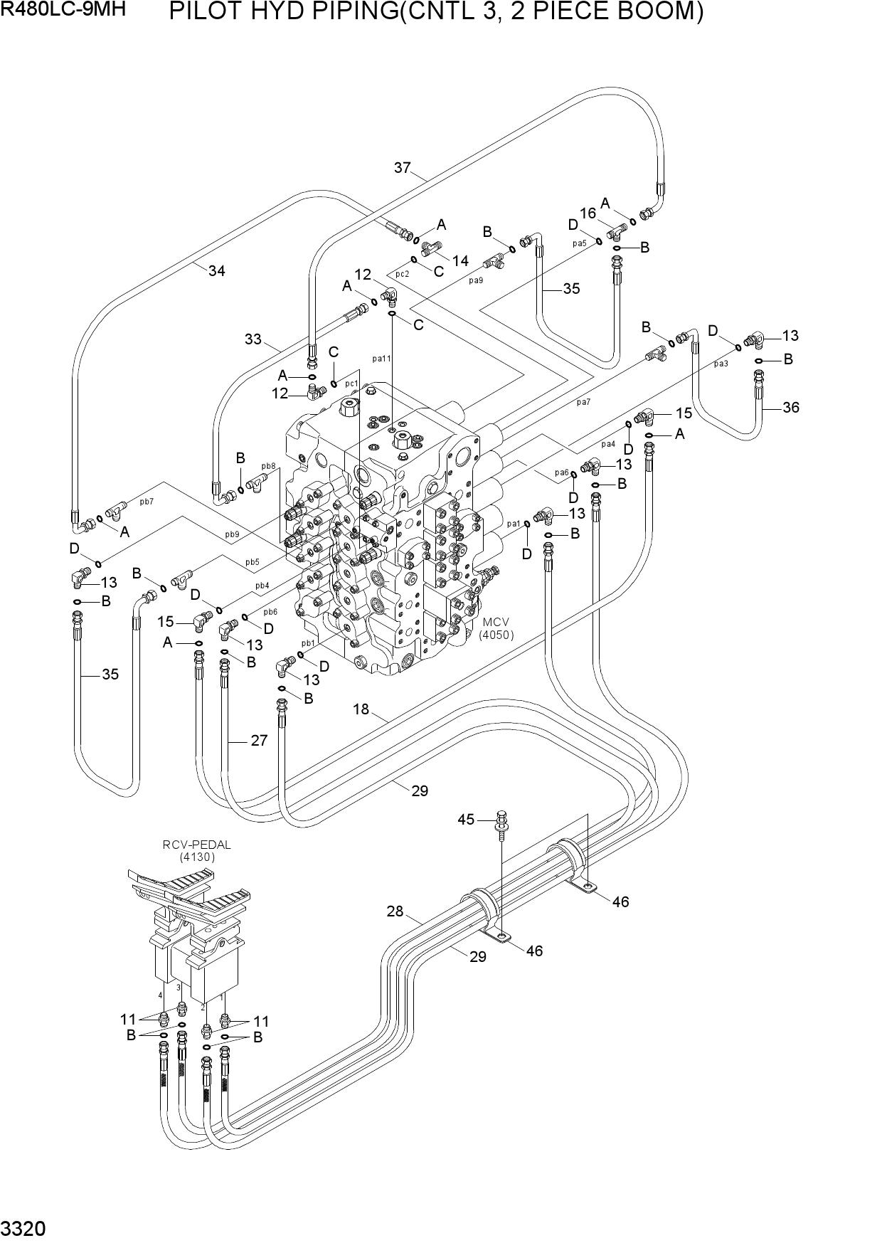 PILOT HYD PIPING(CNTL 3, 2 PIECE BOOM)