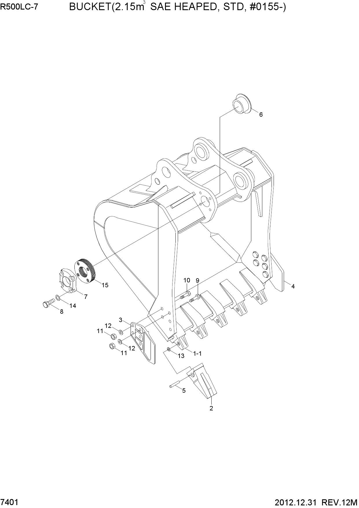 BUCKET(2.15M3 SAE HEAPED, STD, #0155-)