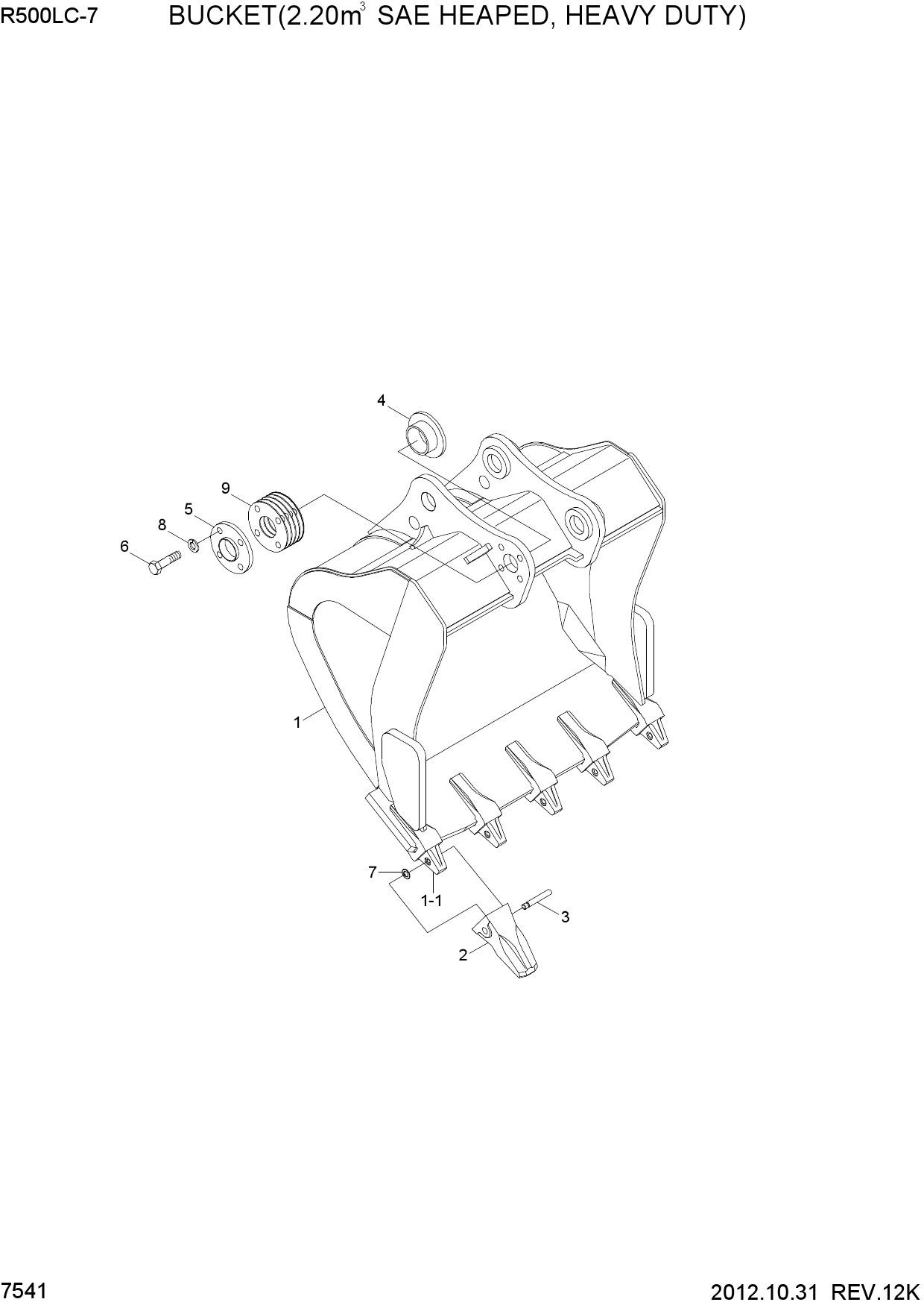 BUCKET(2.20M3 SAE HEAPED, HEAVY DUTY)