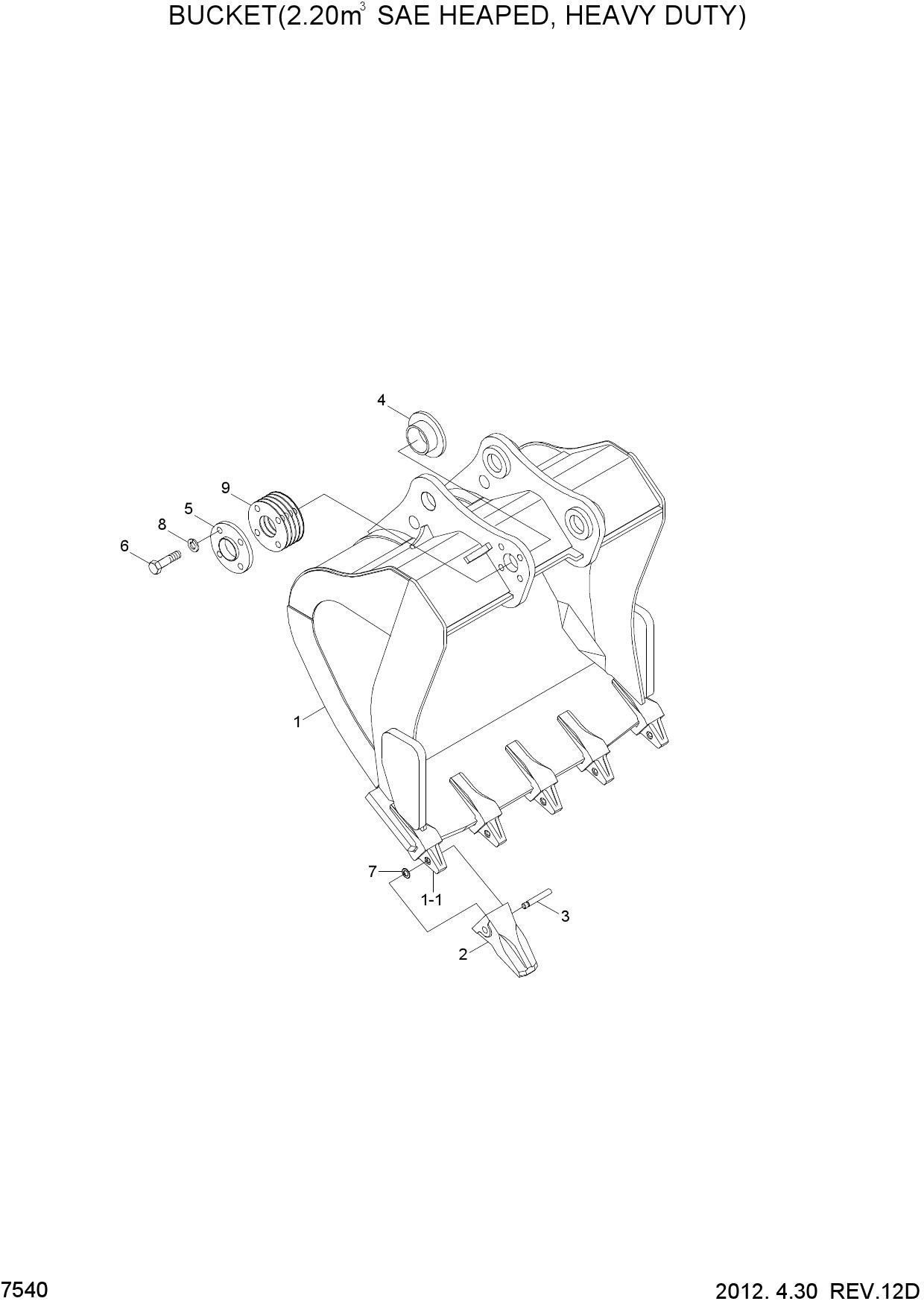 BUCKET(2.20M3 SAE HEAPED, HEAVY DUTY)