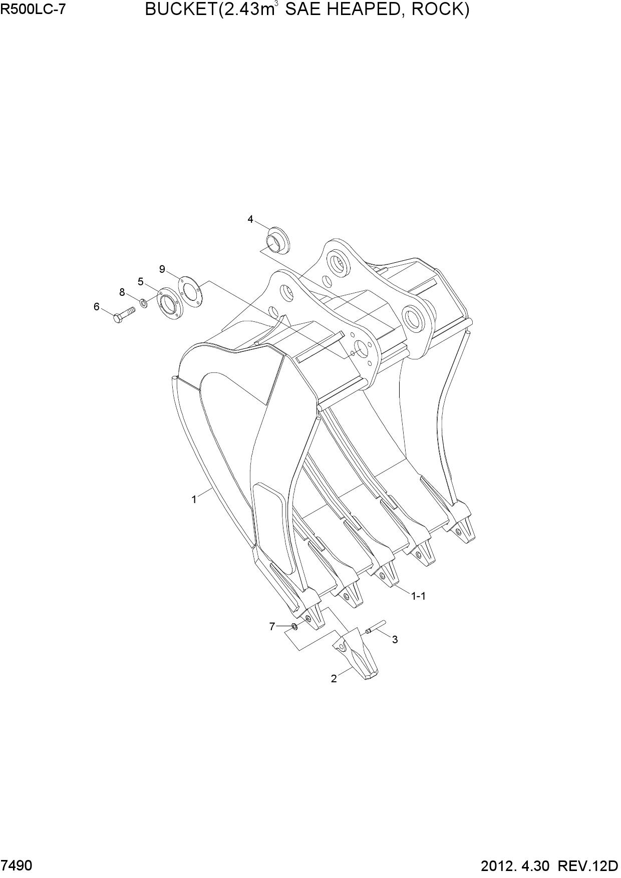 BUCKET(2.43M3 SAE HEAPED, ROCK)