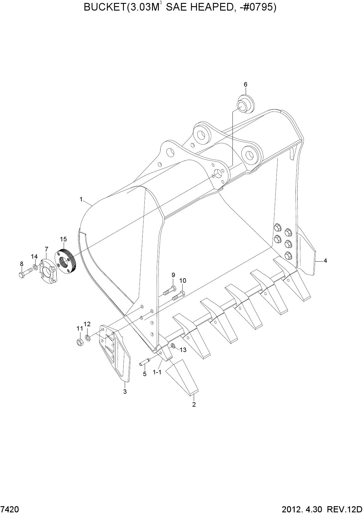 BUCKET(3.03M3 SAE HEAPED, -#0795)