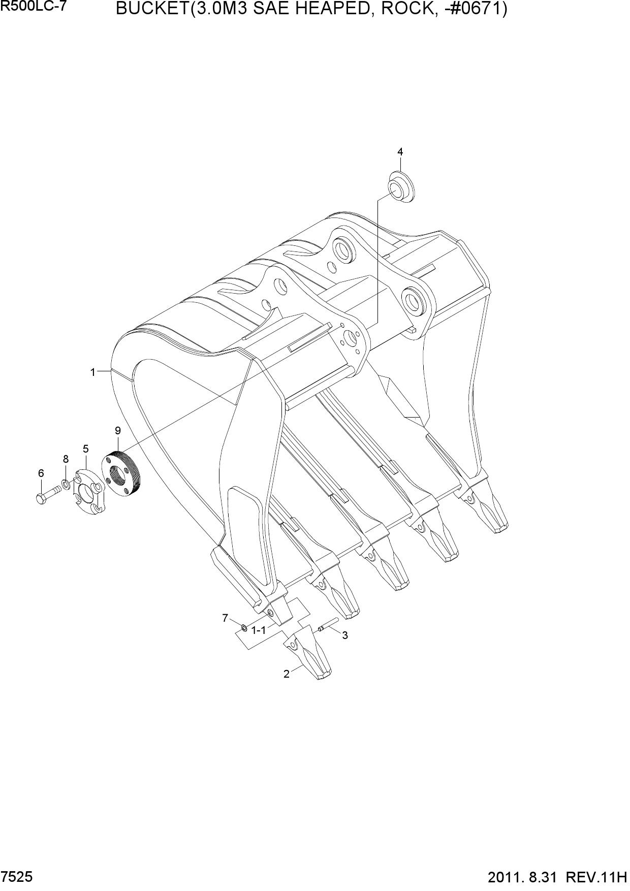 BUCKET(3.0M3 SAE HEAPED, ROCK, -#0671)