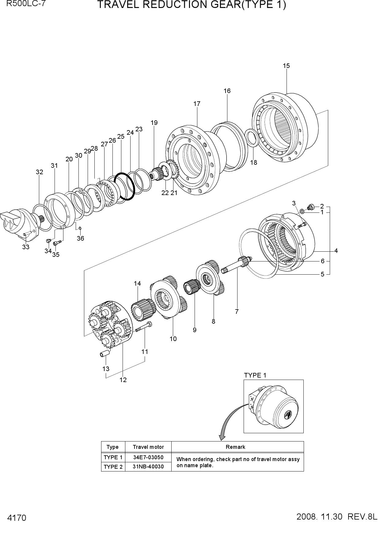 TRAVEL REDUCTION GEAR(TYPE 1)