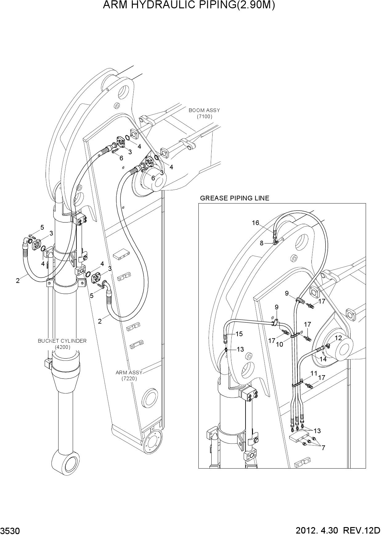 ARM HYDRAULIC PIPING(2.90M)
