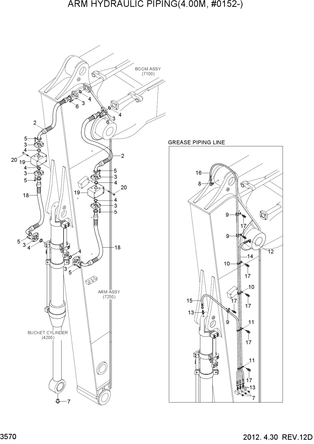 ARM HYDRAULIC PIPING(4.00M, #0152-)