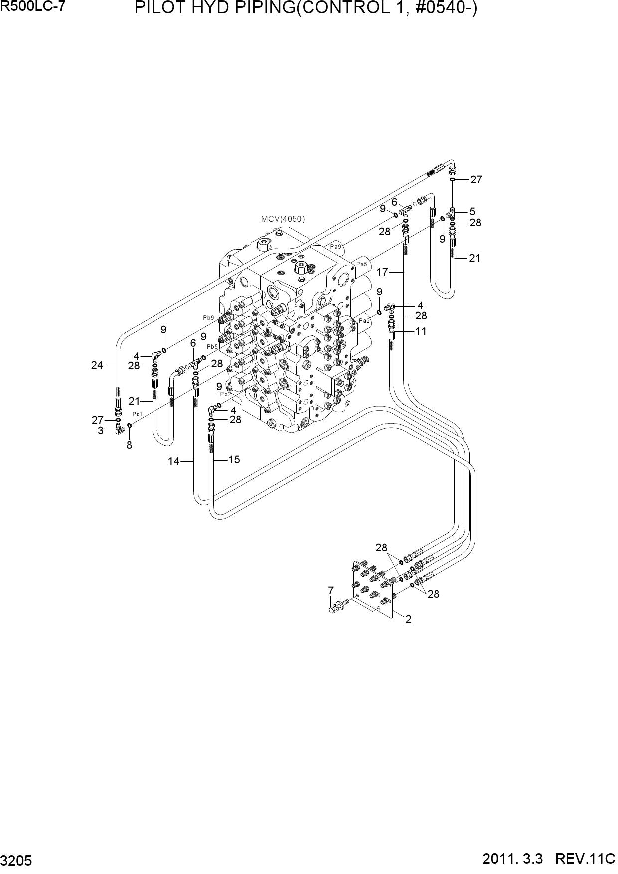 PILOT HYD PIPING(CONTROL 1, #0540-)