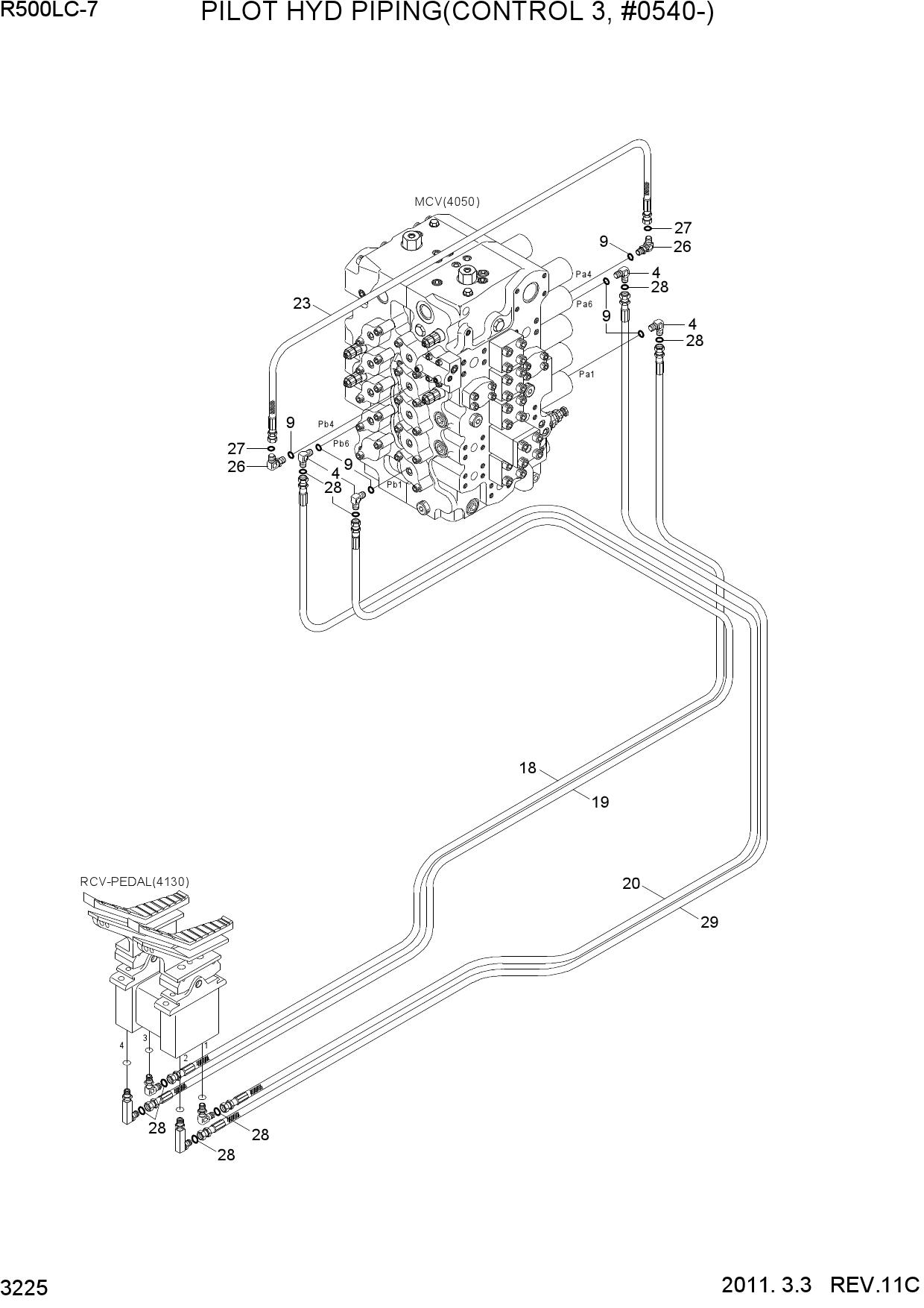 PILOT HYD PIPING(CONTROL 3, #0540-)