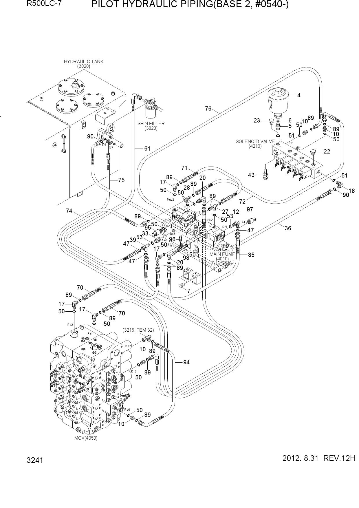 PILOT HYDRAULIC PIPING(BASE 2, #0540-)