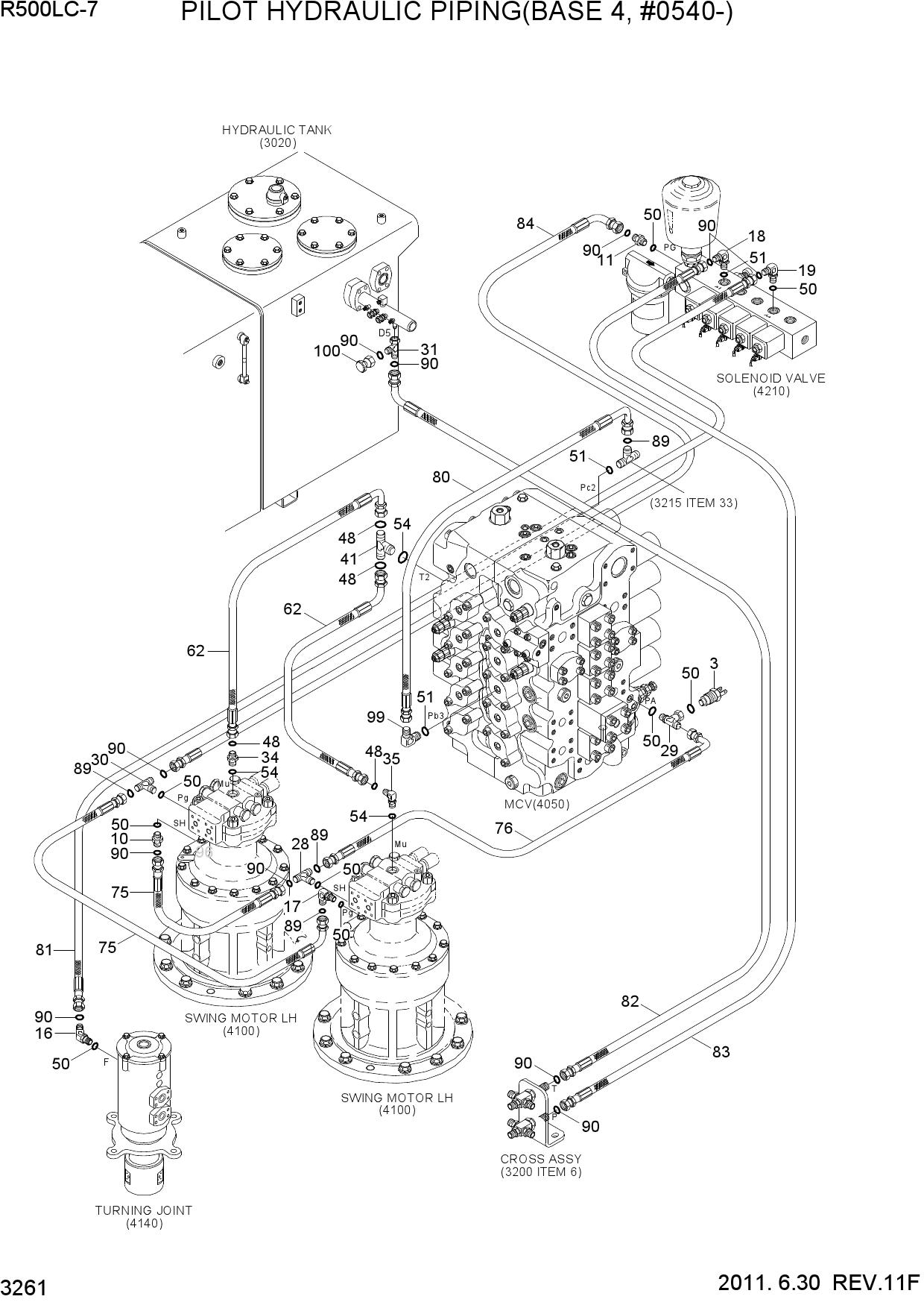 PILOT HYDRAULIC PIPING(BASE 4, #0540-)