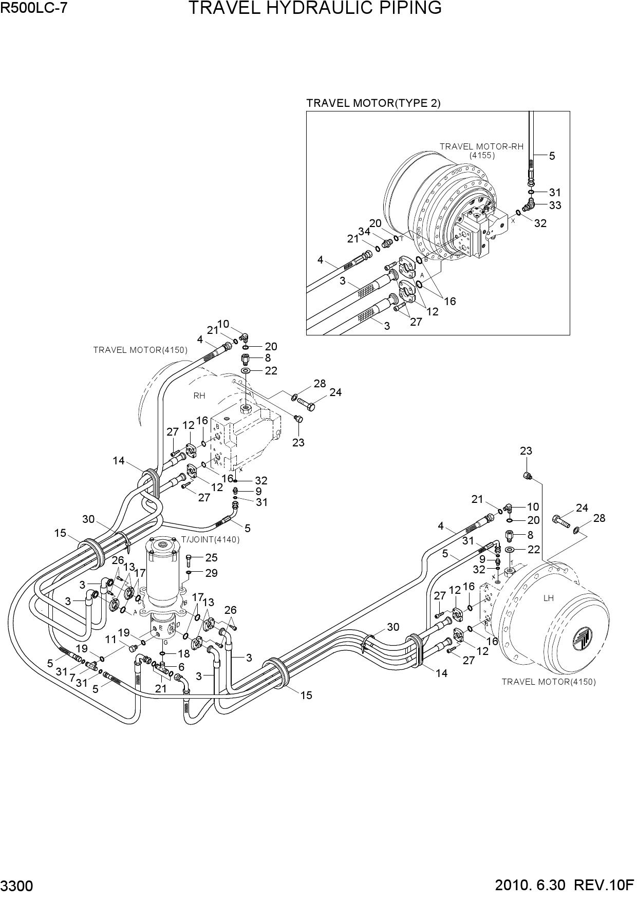TRAVEL HYDRAULIC PIPING