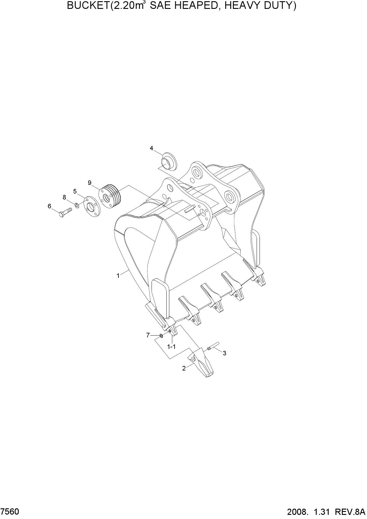 BUCKET(2.20M3 SAE HEAPED, HEAVY DUTY)