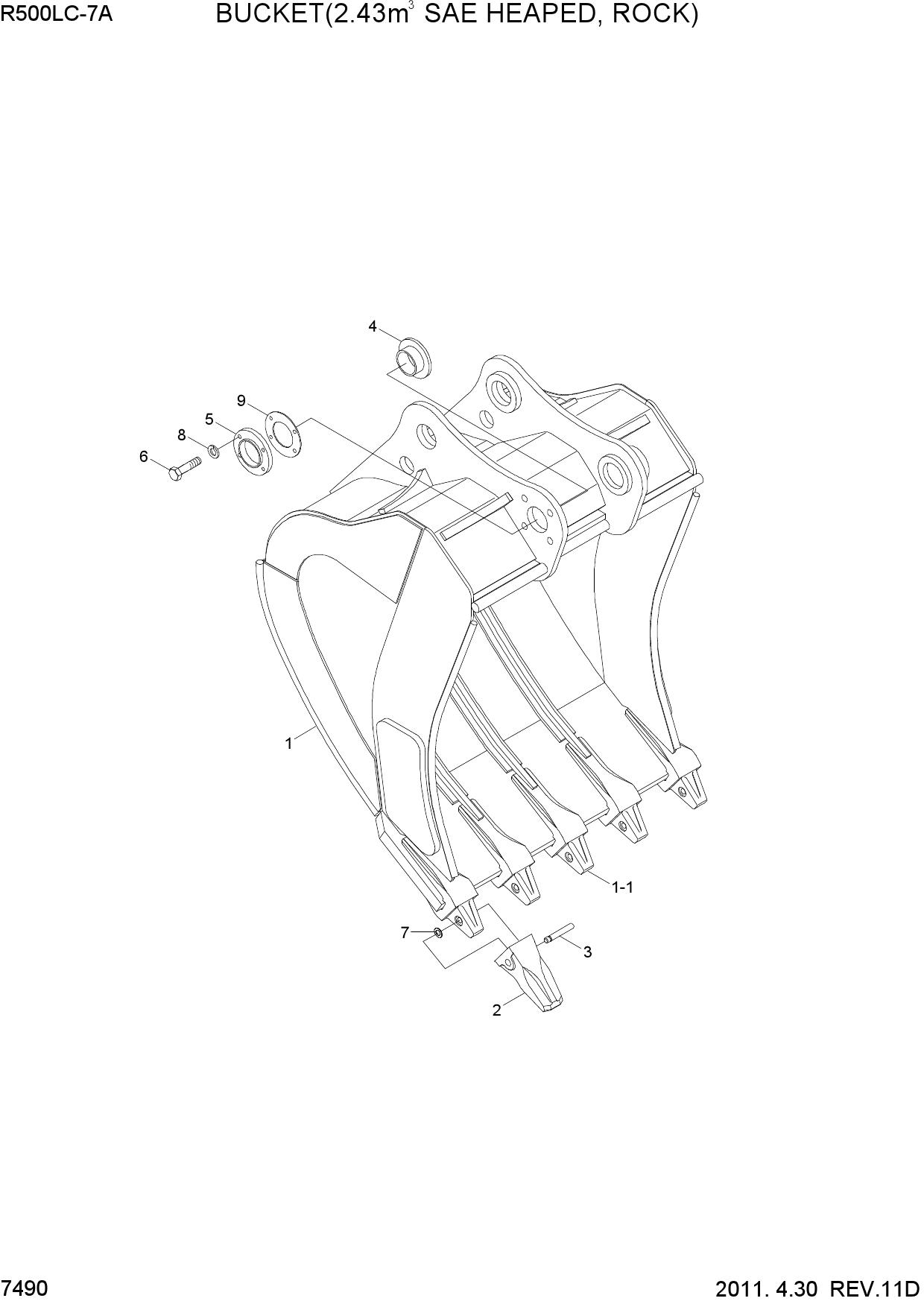 BUCKET(2.43M3 SAE HEAPED, ROCK)