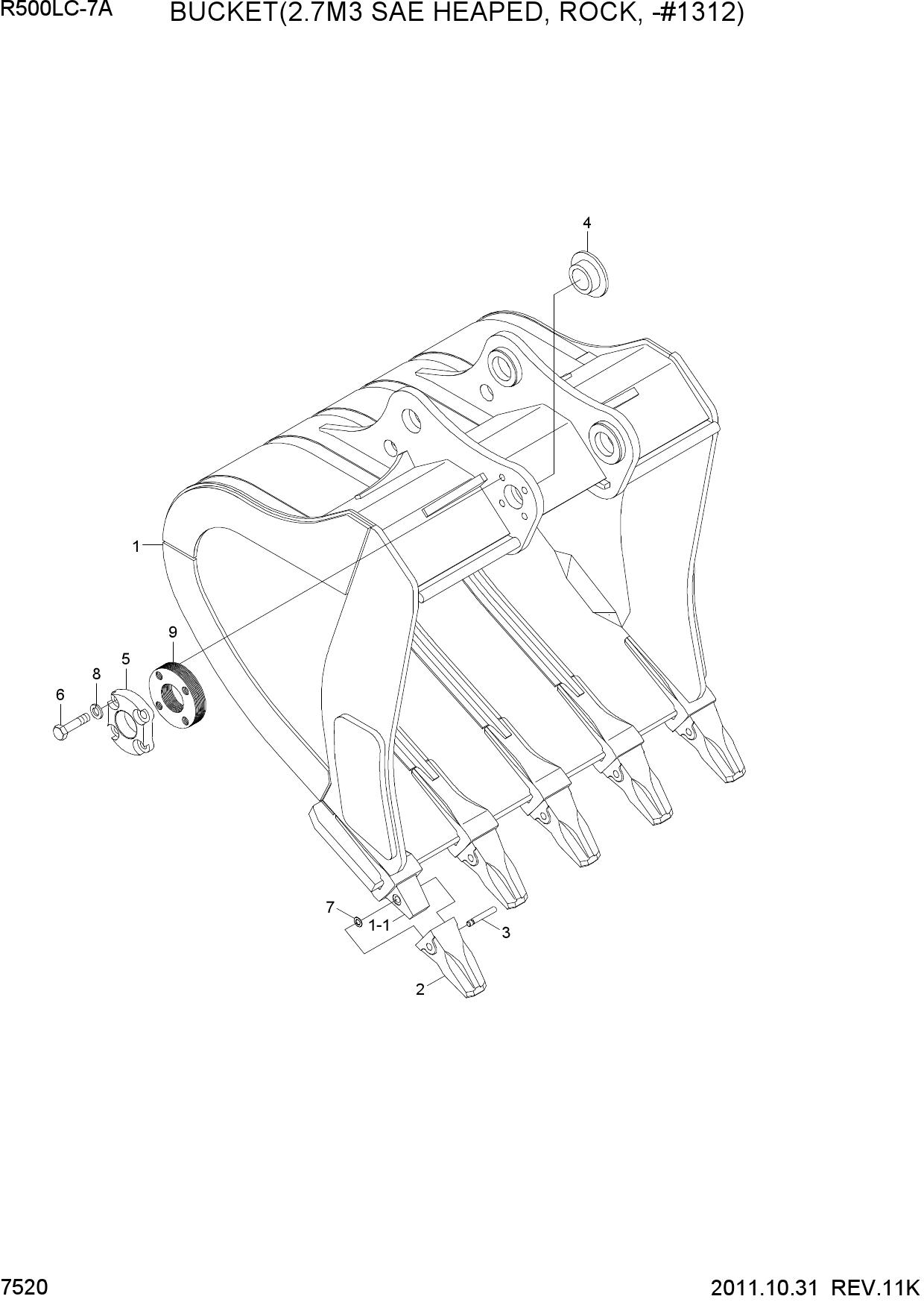 BUCKET(2.70M3 SAE HEAPED, ROCK, -#1312)