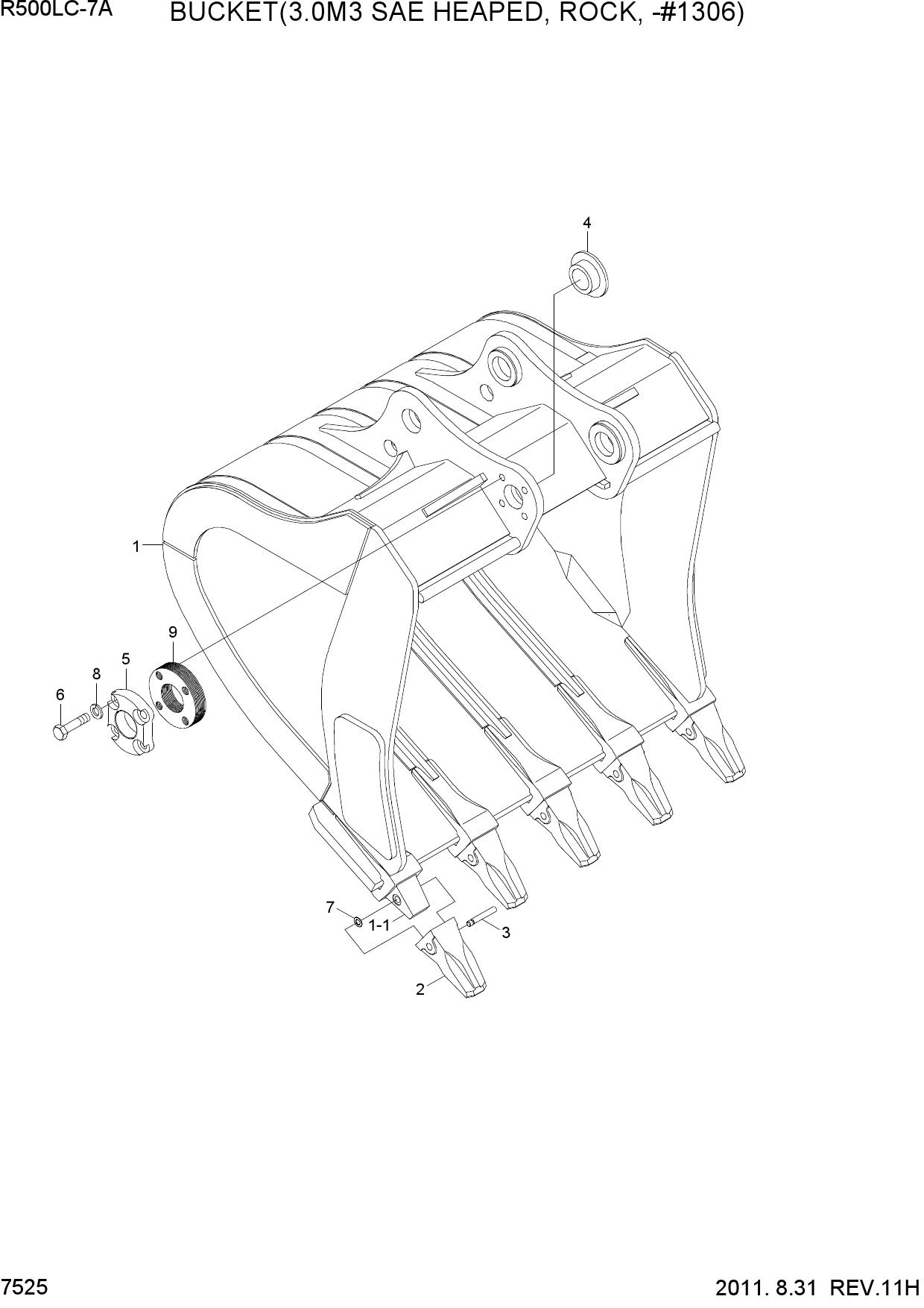 BUCKET(3.0M3 SAE HEAPED, ROCK, -#1306)