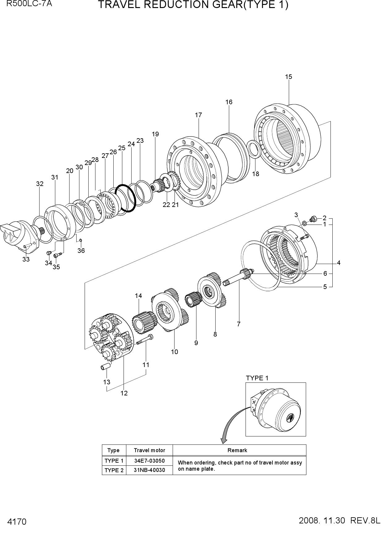 TRAVEL REDUCTION GEAR(TYPE 1)