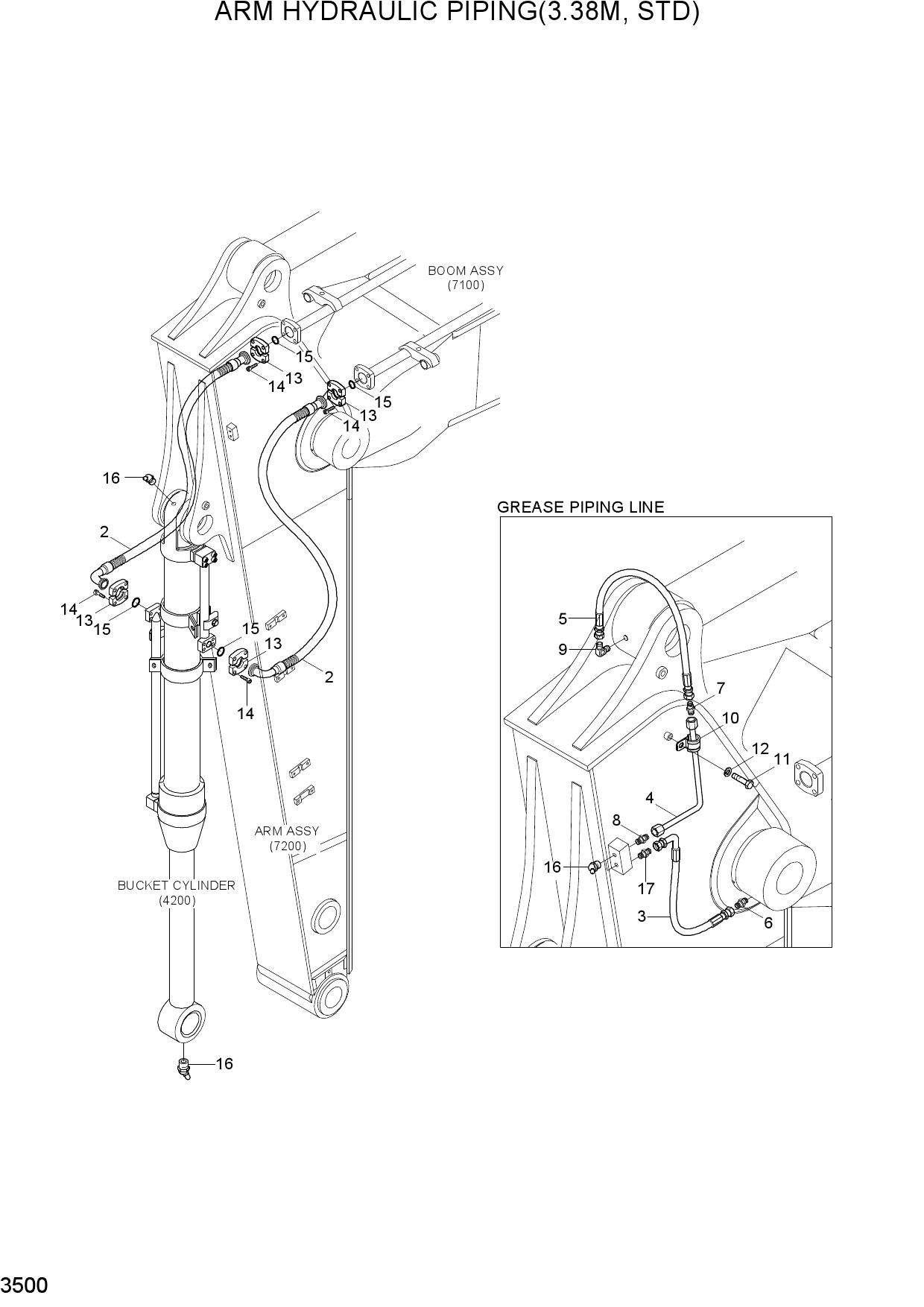 ARM HYDRAULIC PIPING(3.38M, STD)