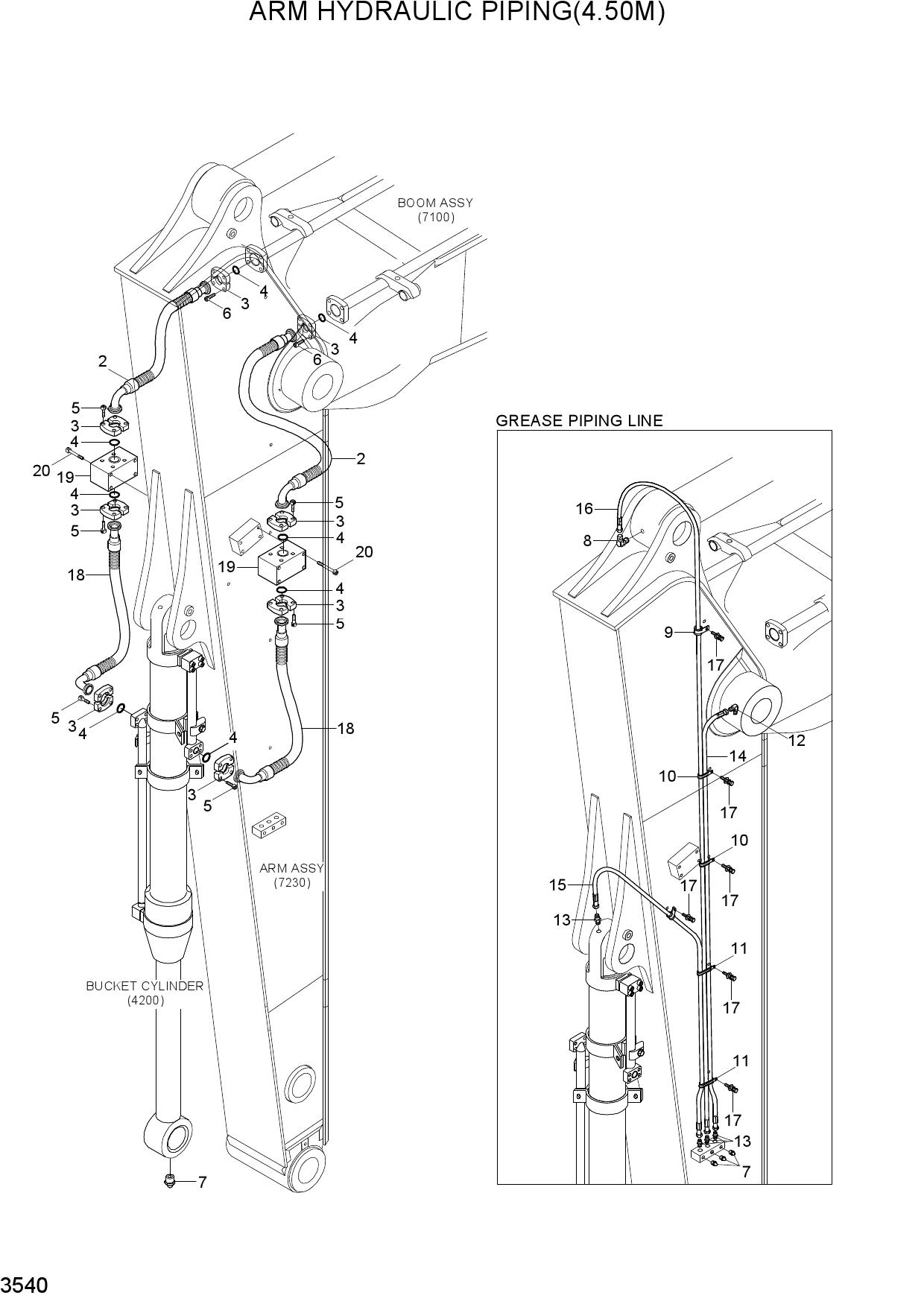ARM HYDRAULIC PIPING(4.50M)