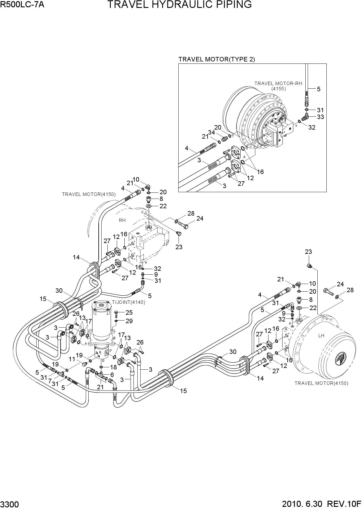 TRAVEL HYDRAULIC PIPING