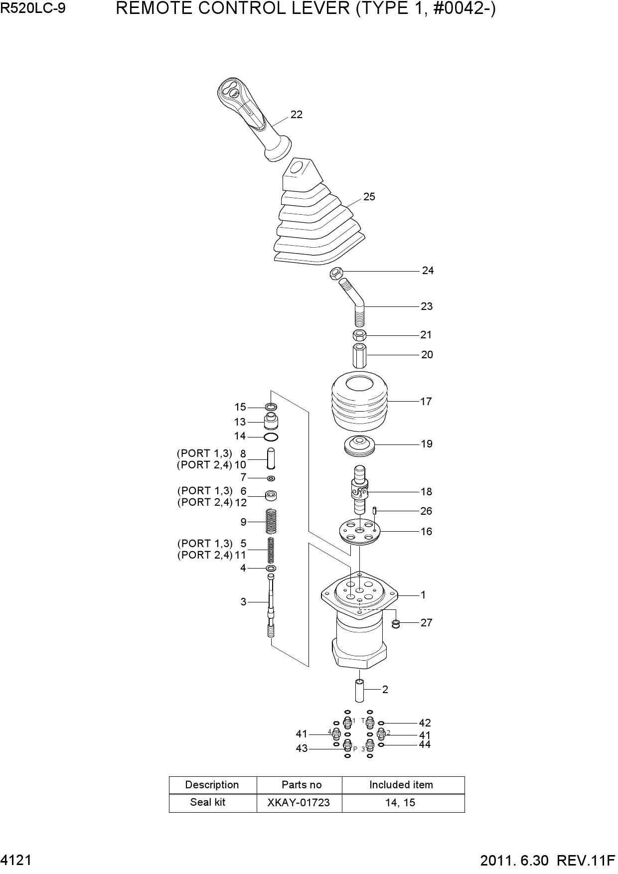 REMOTE CONTROL LEVER (TYPE 1, #0042-)