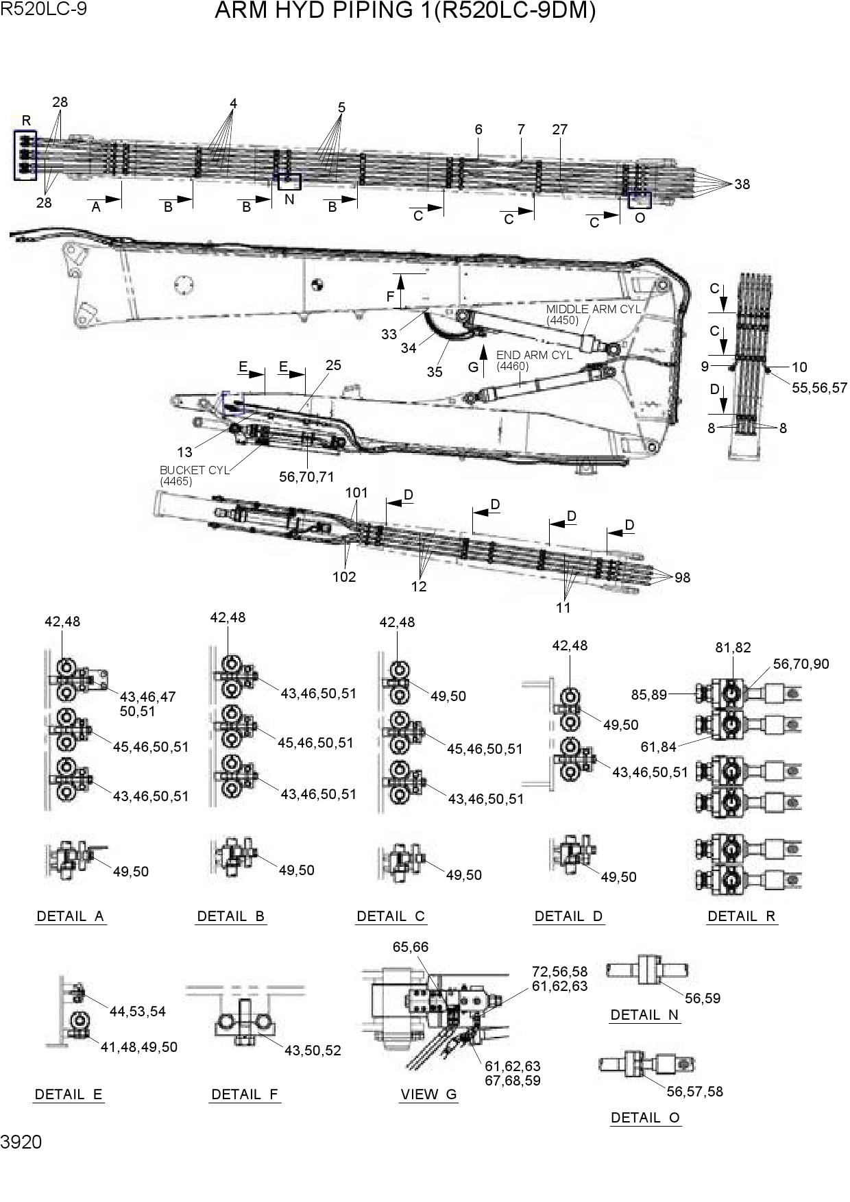 ARM HYD PIPING 1(R520LC-9DM)