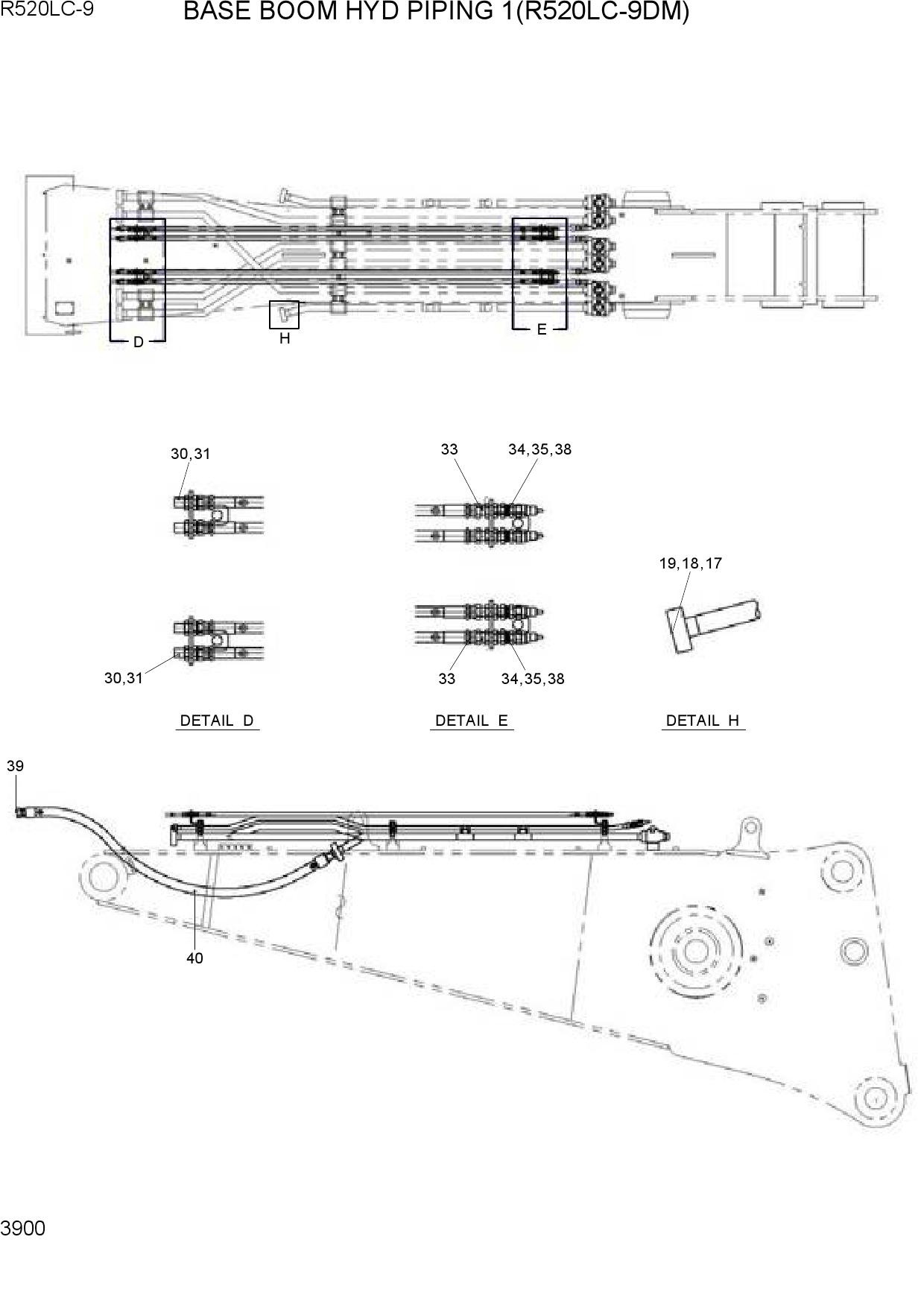 BASE BOOM HYD PIPING 1(R520LC-9DM)