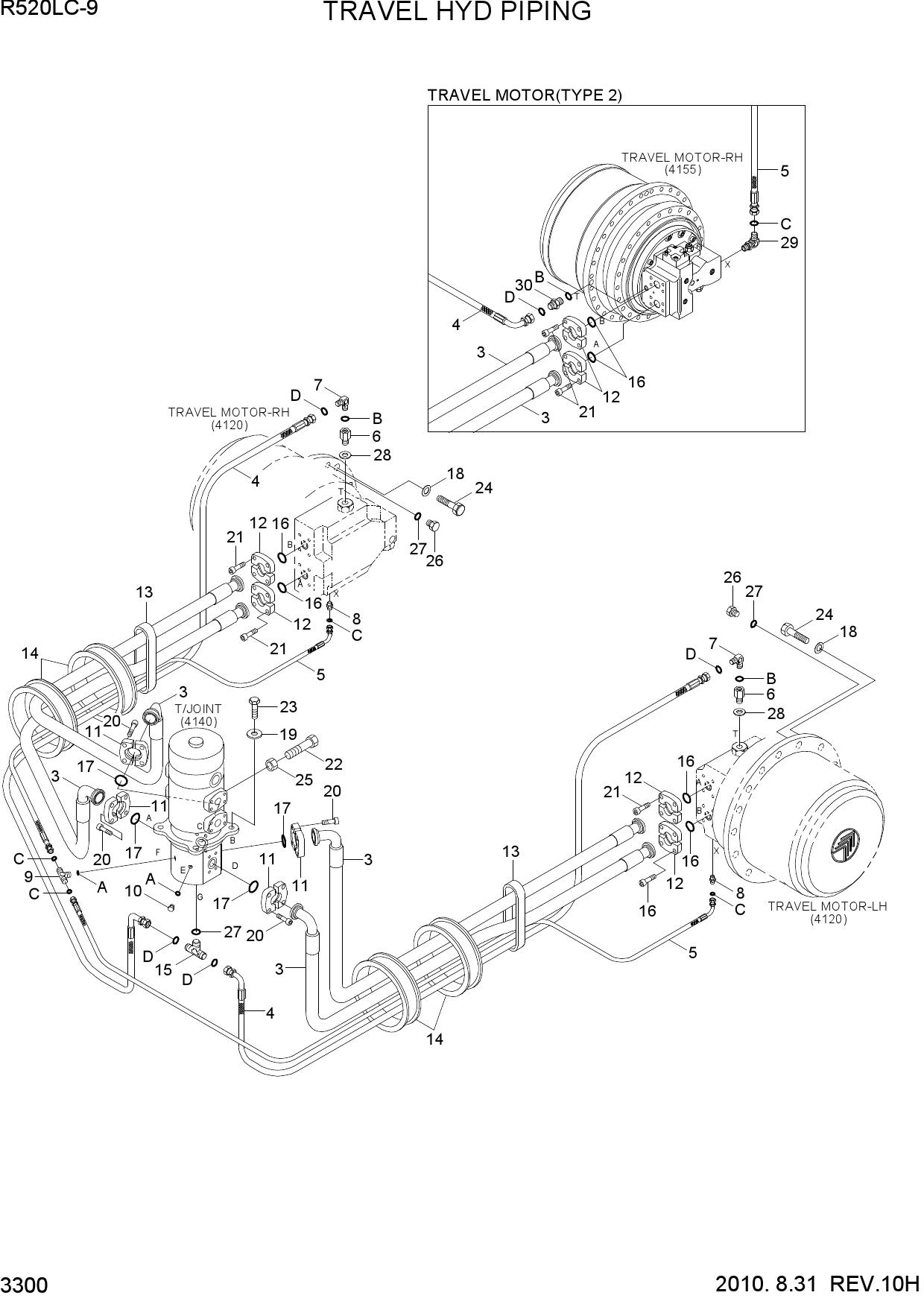 TRAVEL HYDRAULIC PIPING