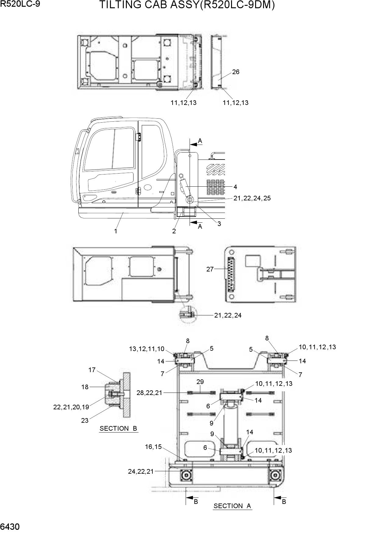 TILTING CAB ASSY(R520LC-9DM)
