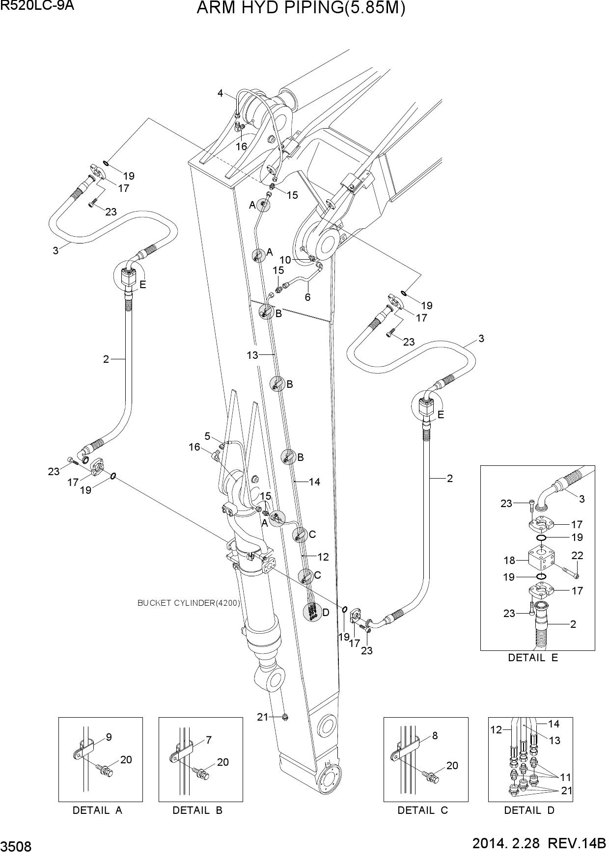 ARM HYD PIPING(5.85M, L/REACH)