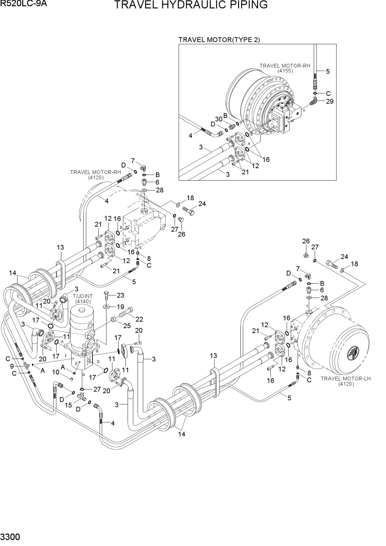 TRAVEL HYDRAULIC PIPING