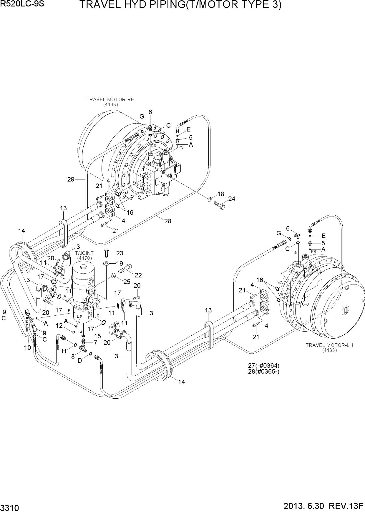 TRAVEL HYD PIPING (T/MOTOR TYPE 3)