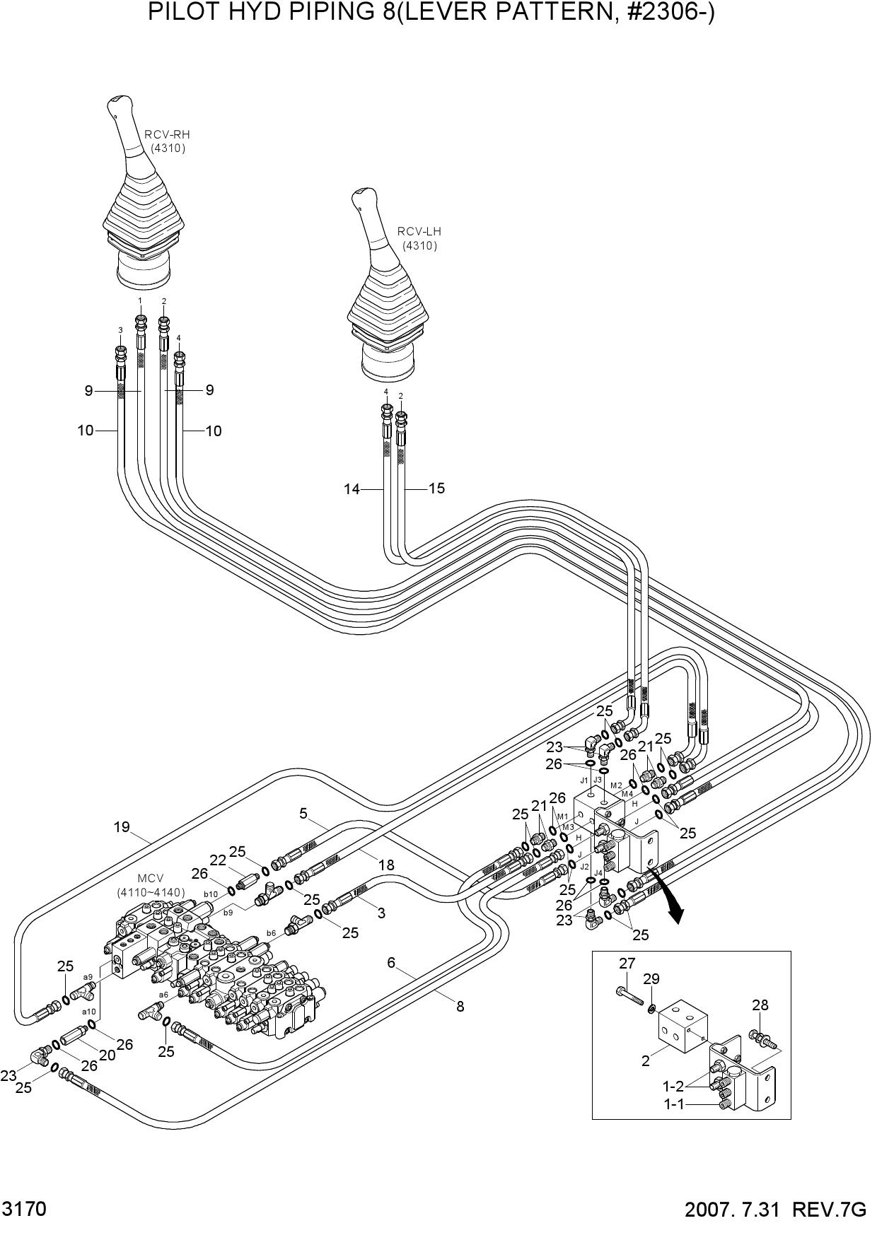 PILOT HYD PIPING 8(LEVER PATTERN,#2306-)