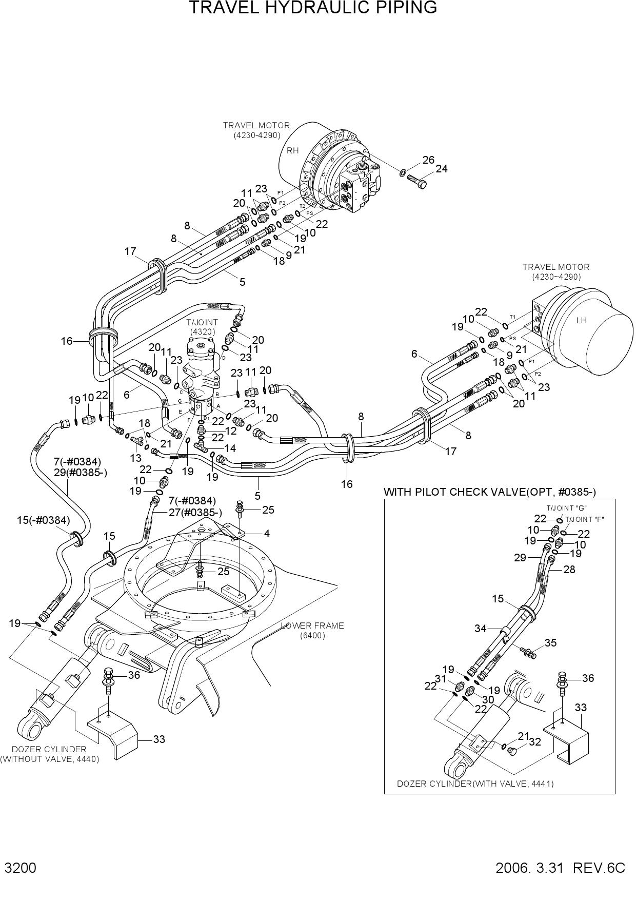 TRAVEL HYDRAULIC PIPING
