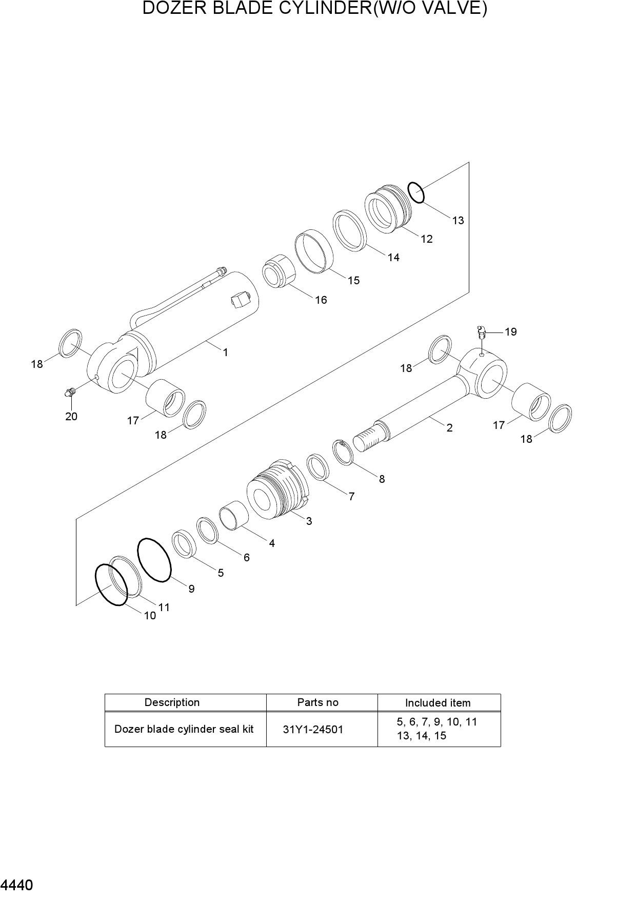 DOZER BLADE CYLINDER(W/O VALVE)