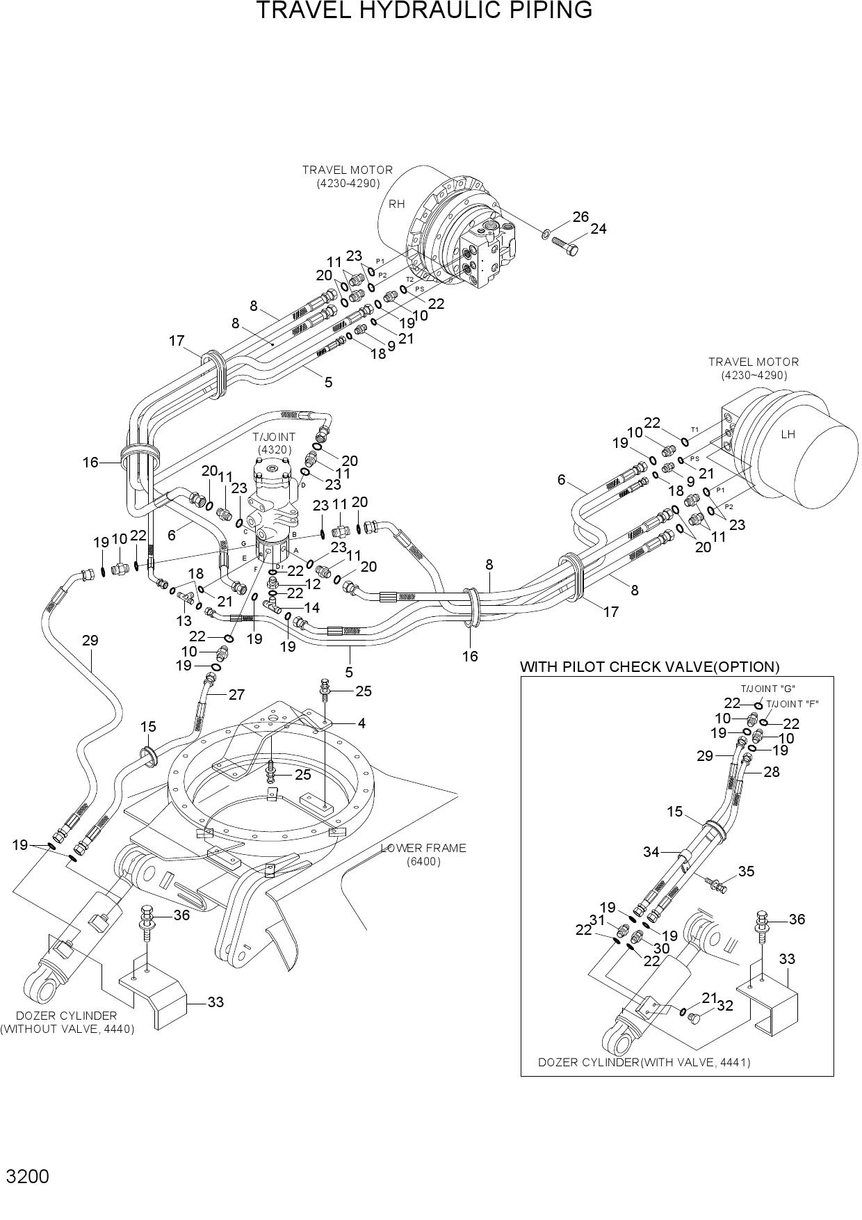TRAVEL HYDRAULIC PIPING