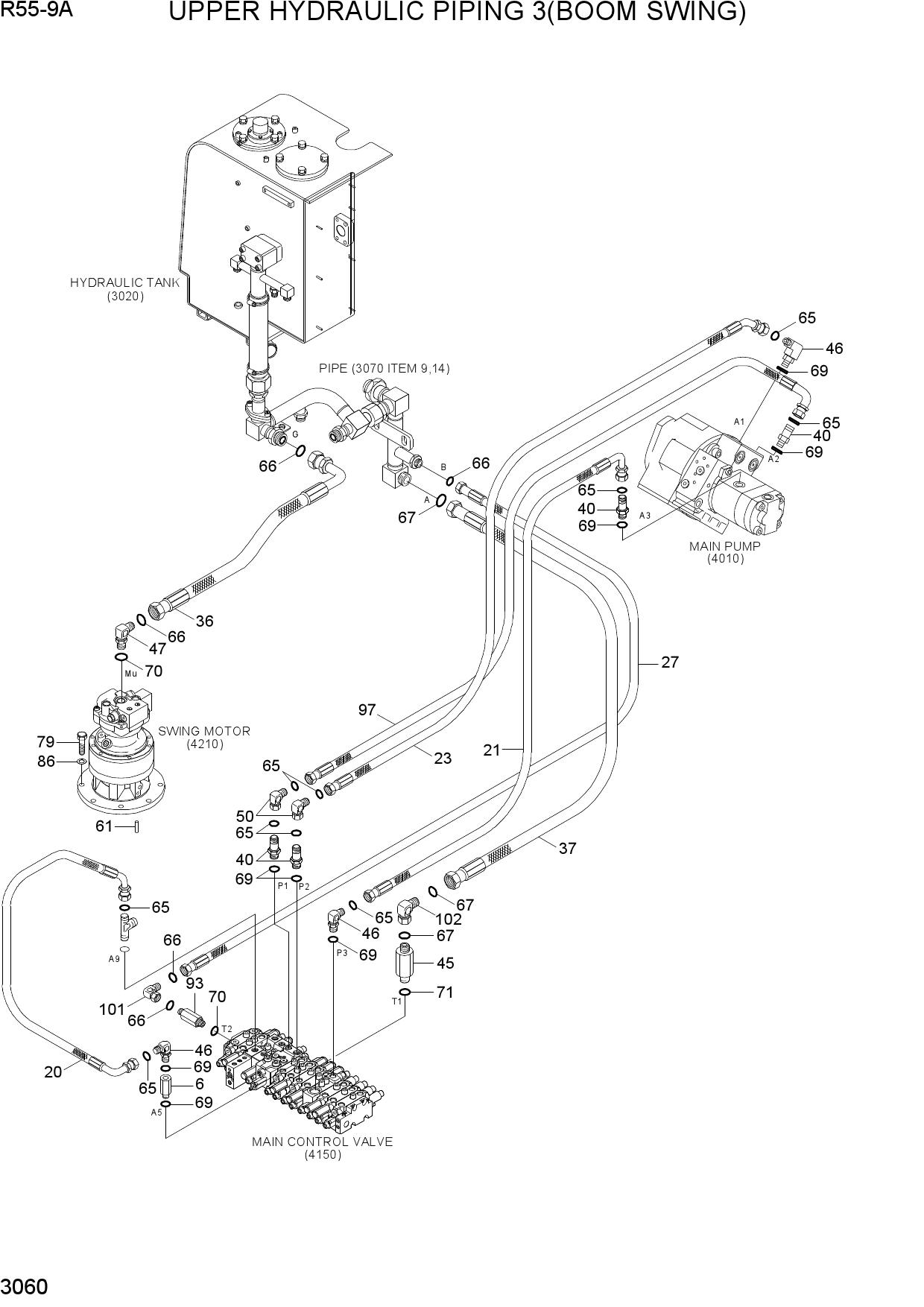 UPPER HYDRAULIC PIPING 3 (BOOM SWING)
