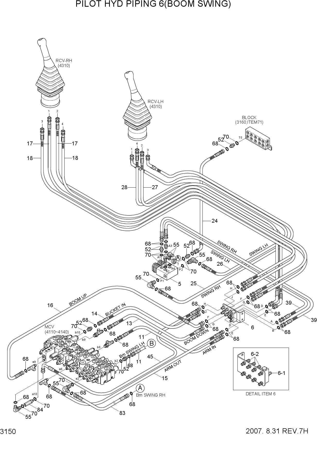 PILOT HYDRAULIC PIPING 6(B/SWING)