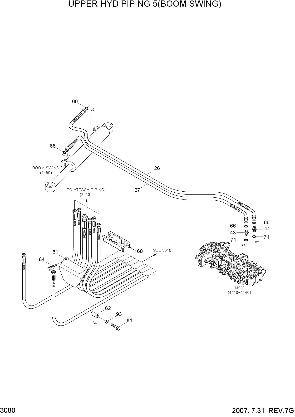 UPPER HYD PIPING 5(BOOM SWING)