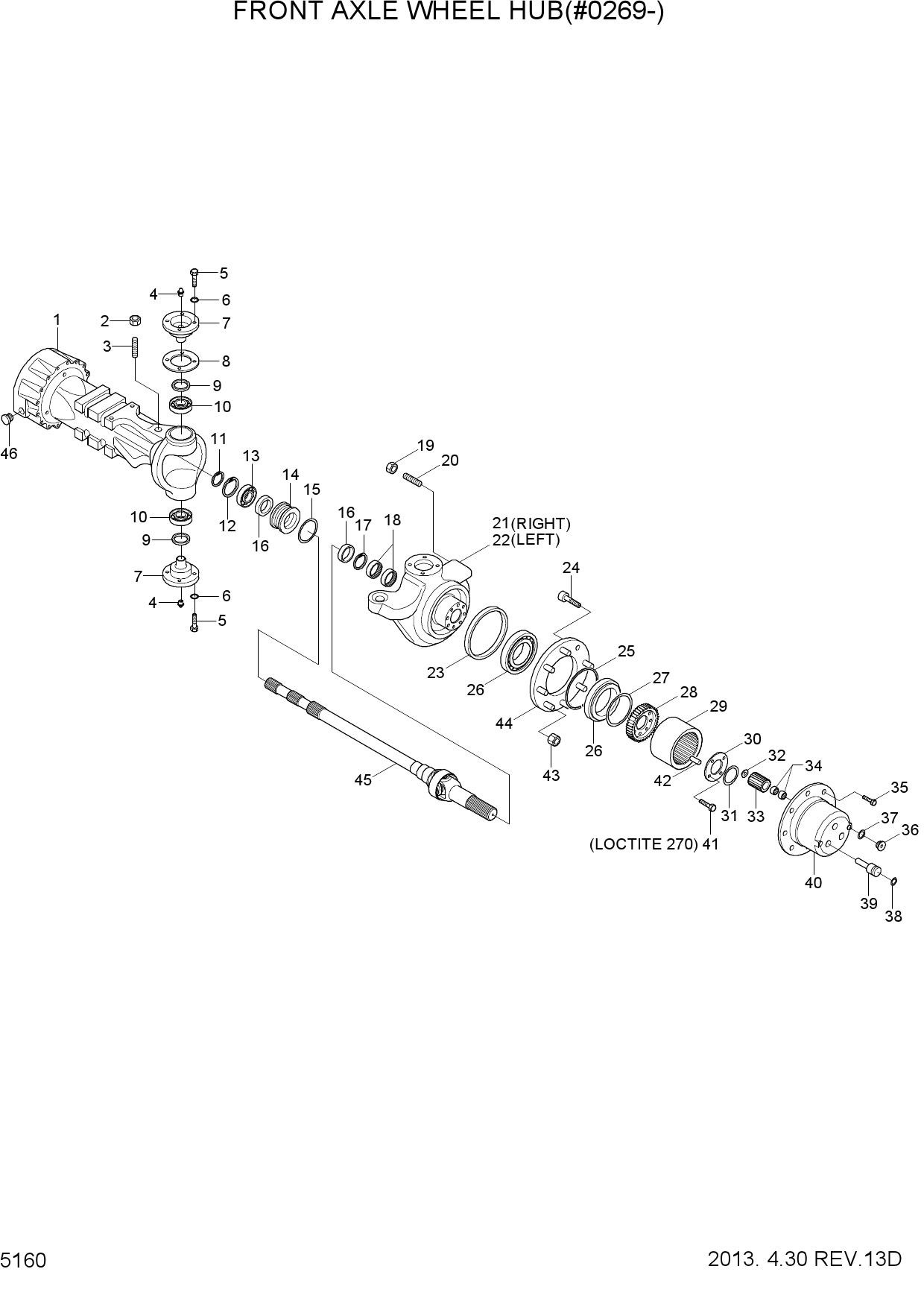FRONT AXLE WHEEL HUB(#0269-)