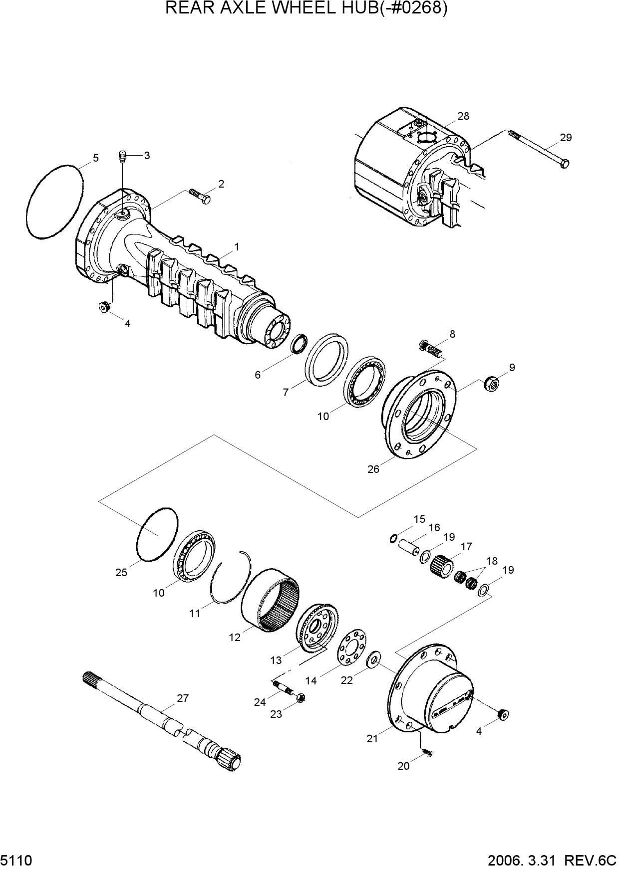 REAR AXLE WHEEL HUB(-#0268)