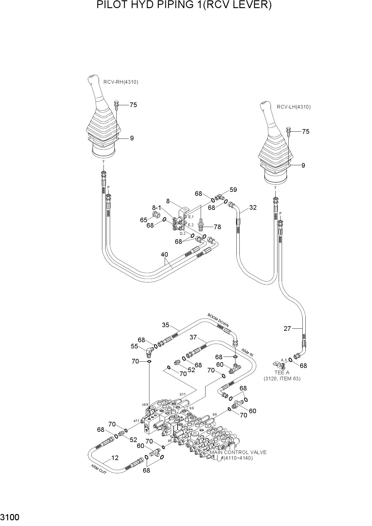 PILOT HYD PIPING 1(RCV LEVER)