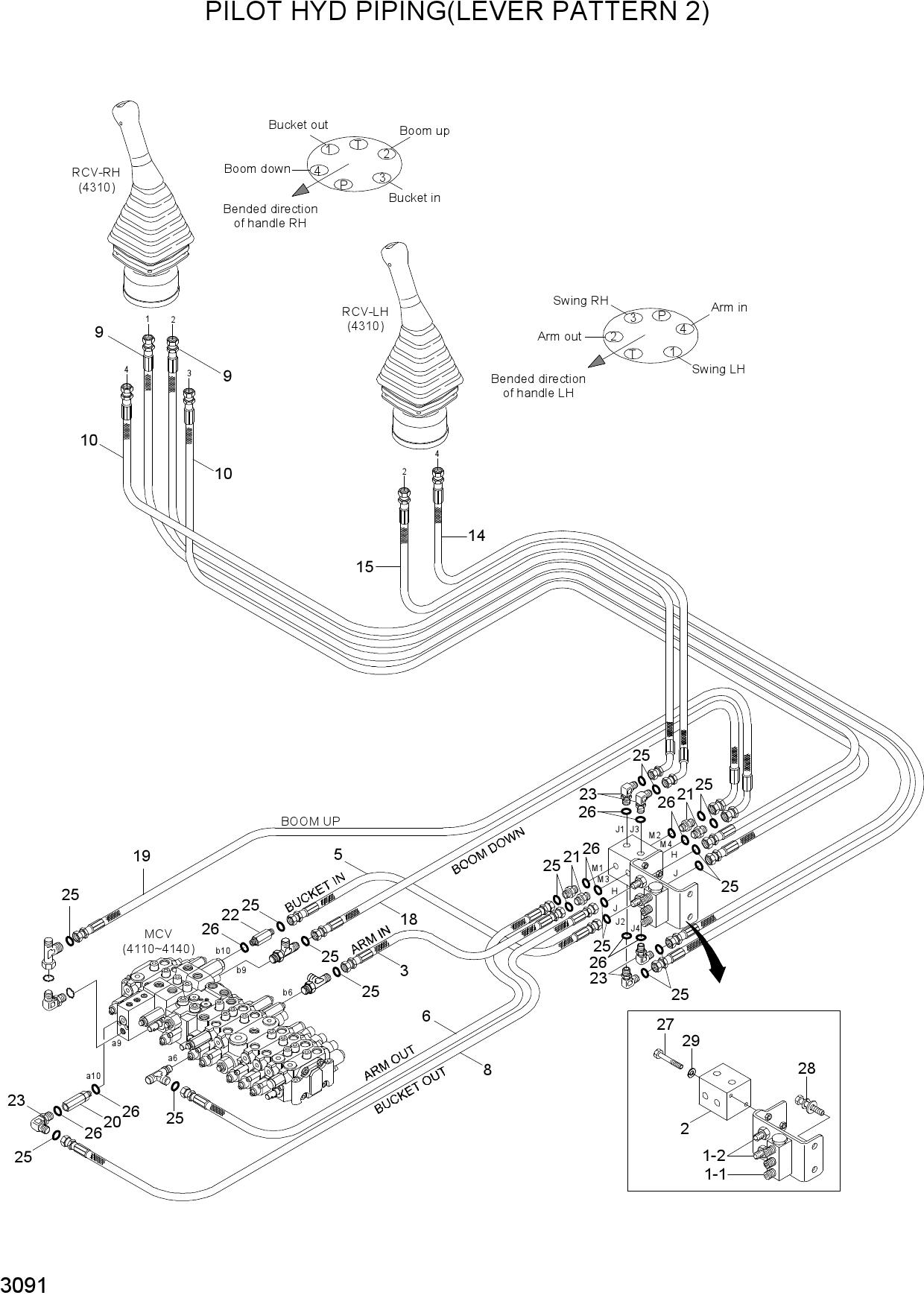PILOT HYD PIPING(LEVER PATTERN 2)