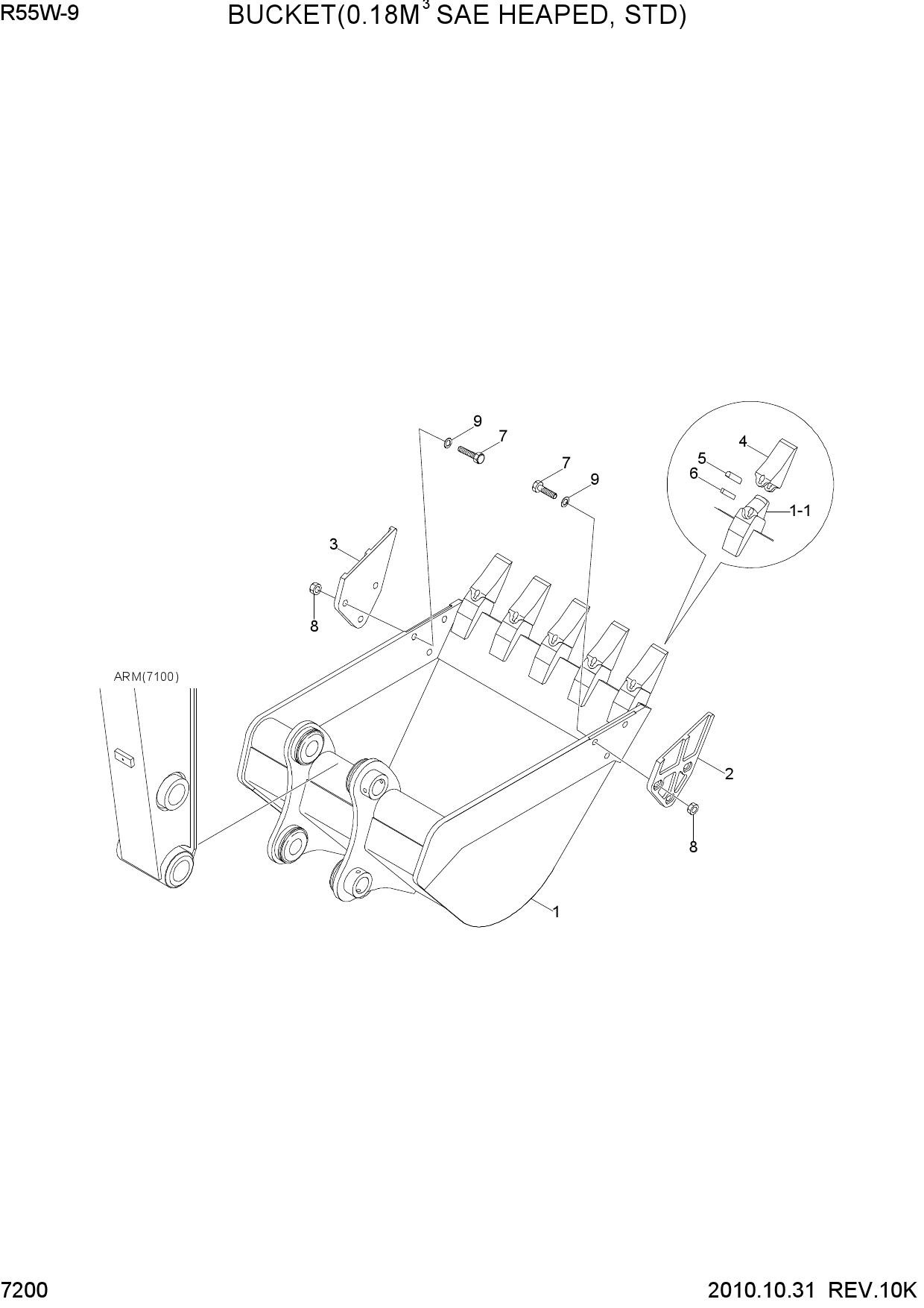 BUCKET(0.18M3 SAE HEAPED, STD)
