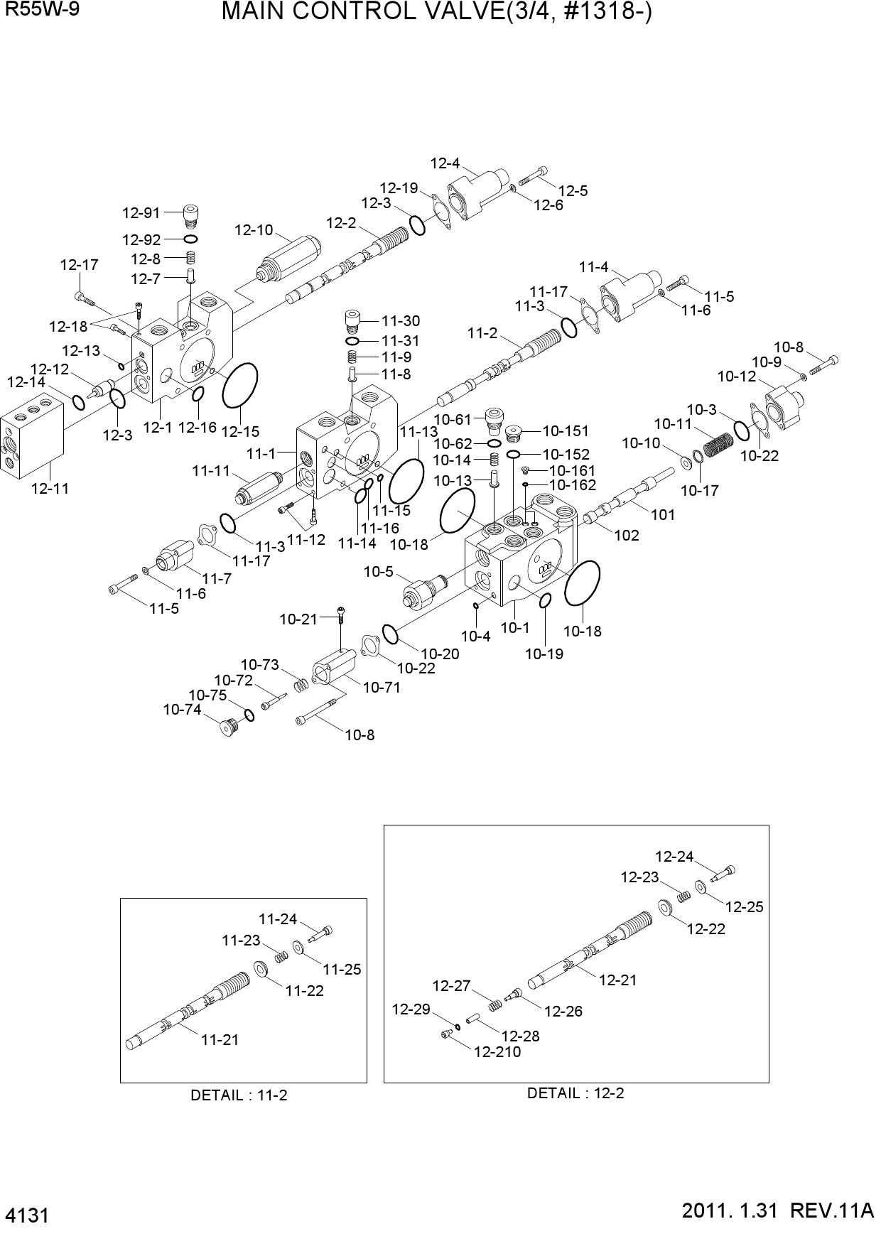 MAIN CONTROL VALVE(3/4, #1318-)