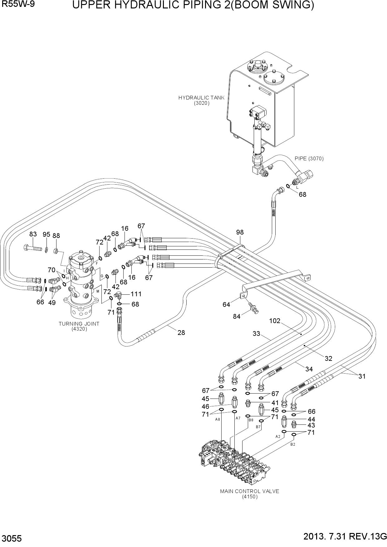 UPPER HYDRAULIC PIPING 2(BOOM SWING)