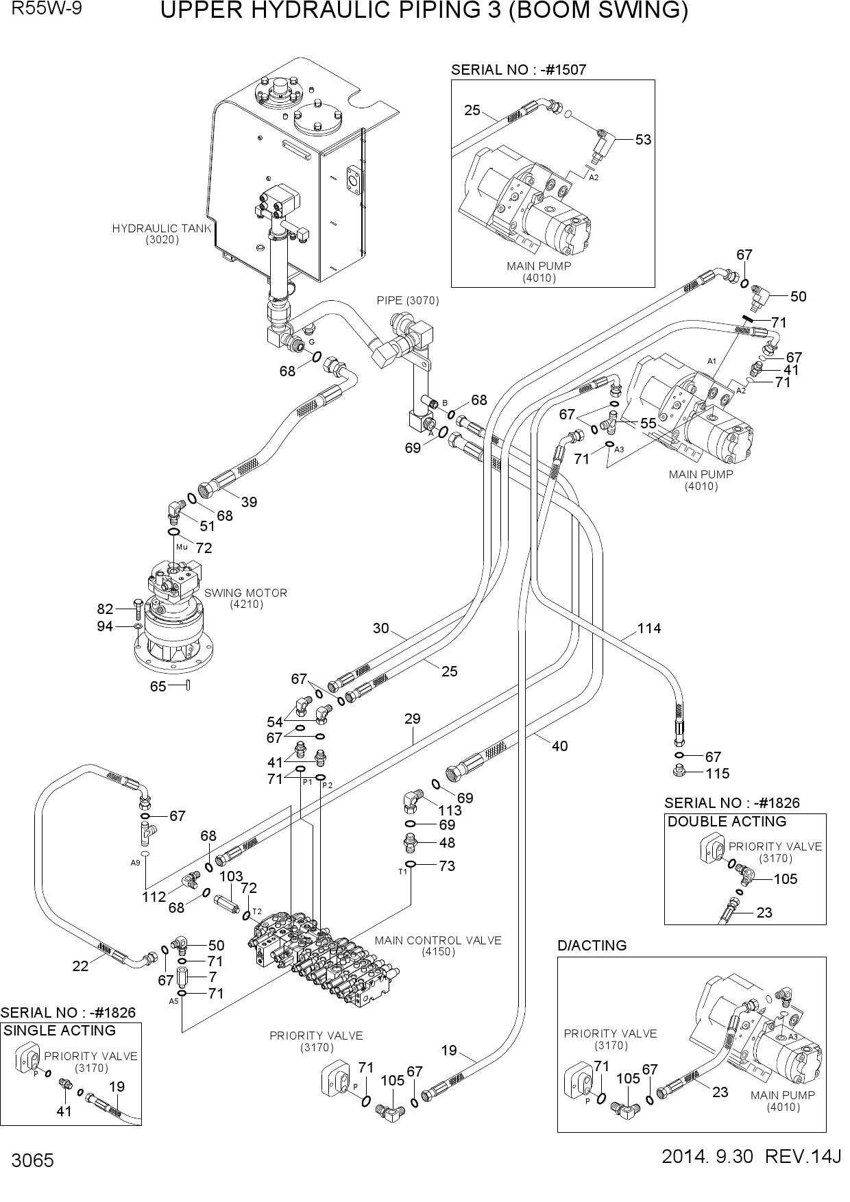 UPPER HYDRAULIC PIPING 3 (BOOM SWING)