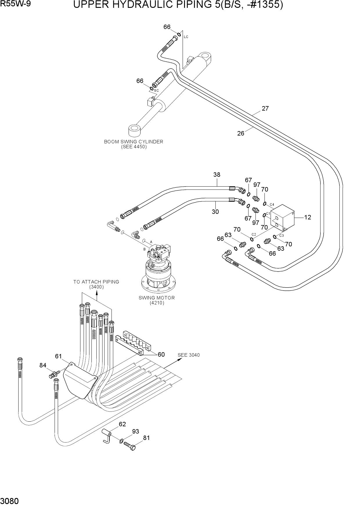 UPPER HYDRAULIC PIPING 5(B/S, -#1355)